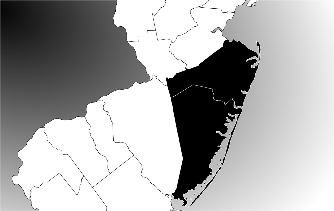 Map of Ocean & Monmouth Counties in New Jersey